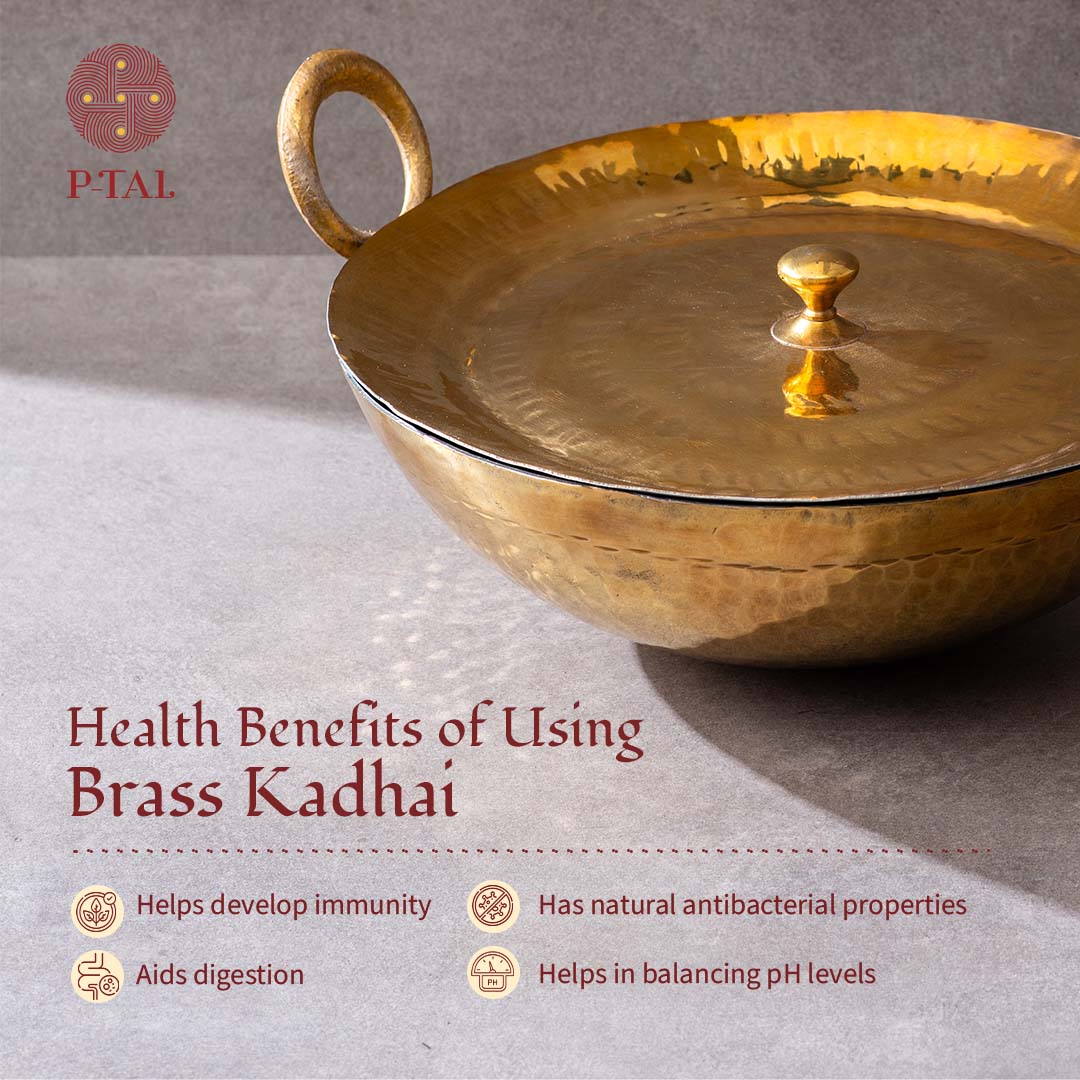 Set of 3 Brass Kadhais (1.5L round base, 3L round base, 3L flat base)