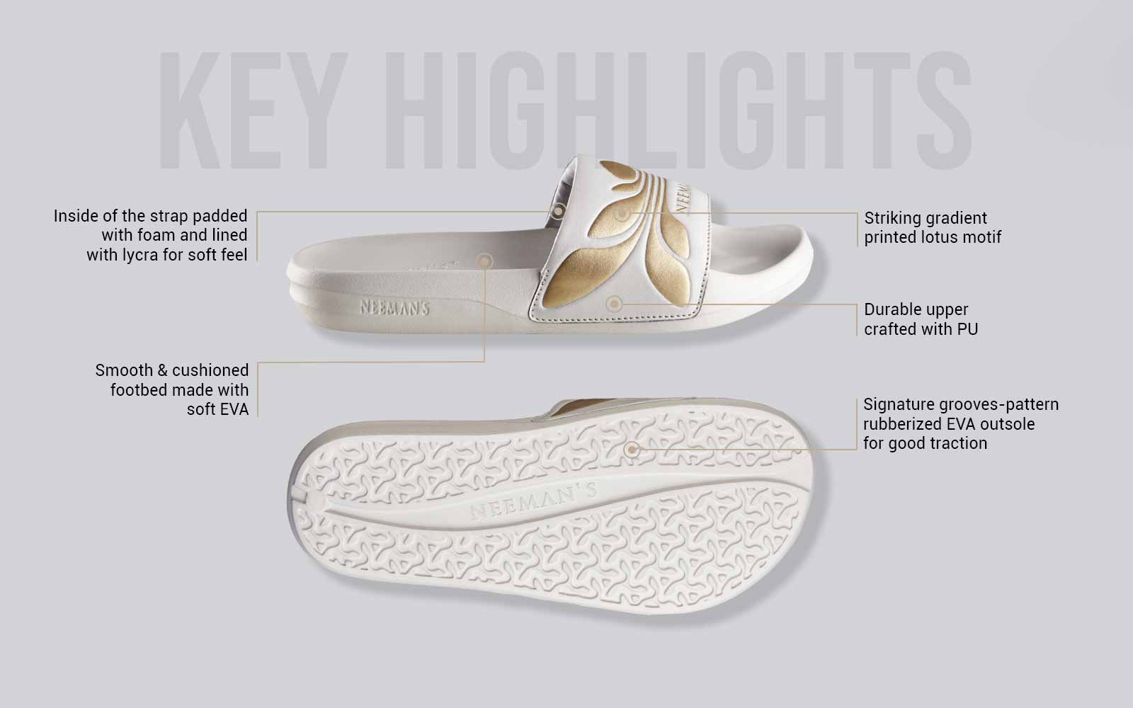 Breather Slides (Women Exclusive) : Grey-Gold