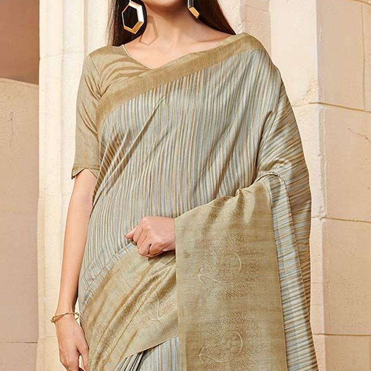 Breathtaking Beige Colored Casual Wear Printed Bhagalpuri Silk Saree
