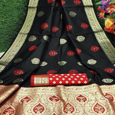 Breathtaking Black Colored Festive Wear Woven Banarasi Silk Saree