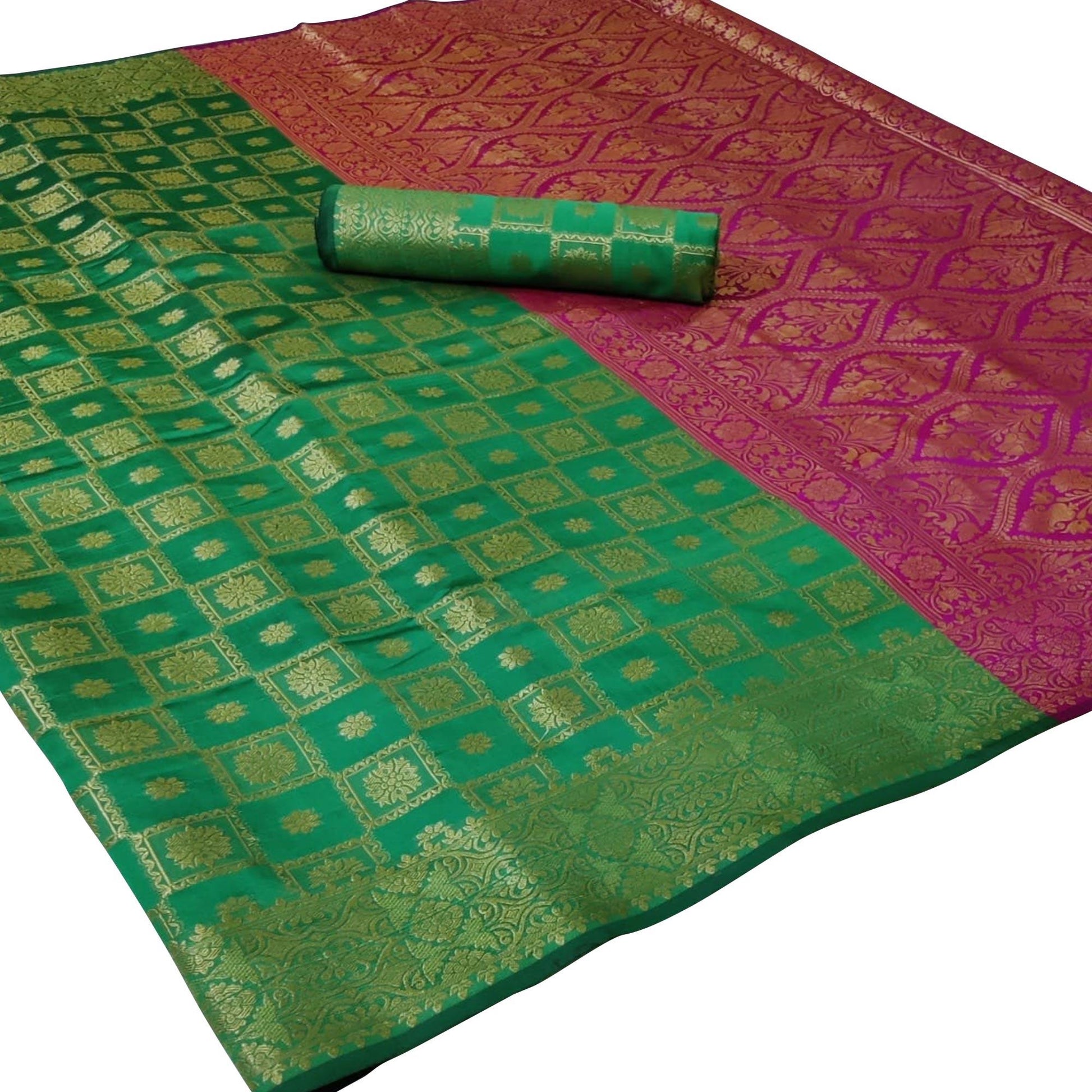 Breathtaking Green Colored Festive Wear Woven Silk Saree