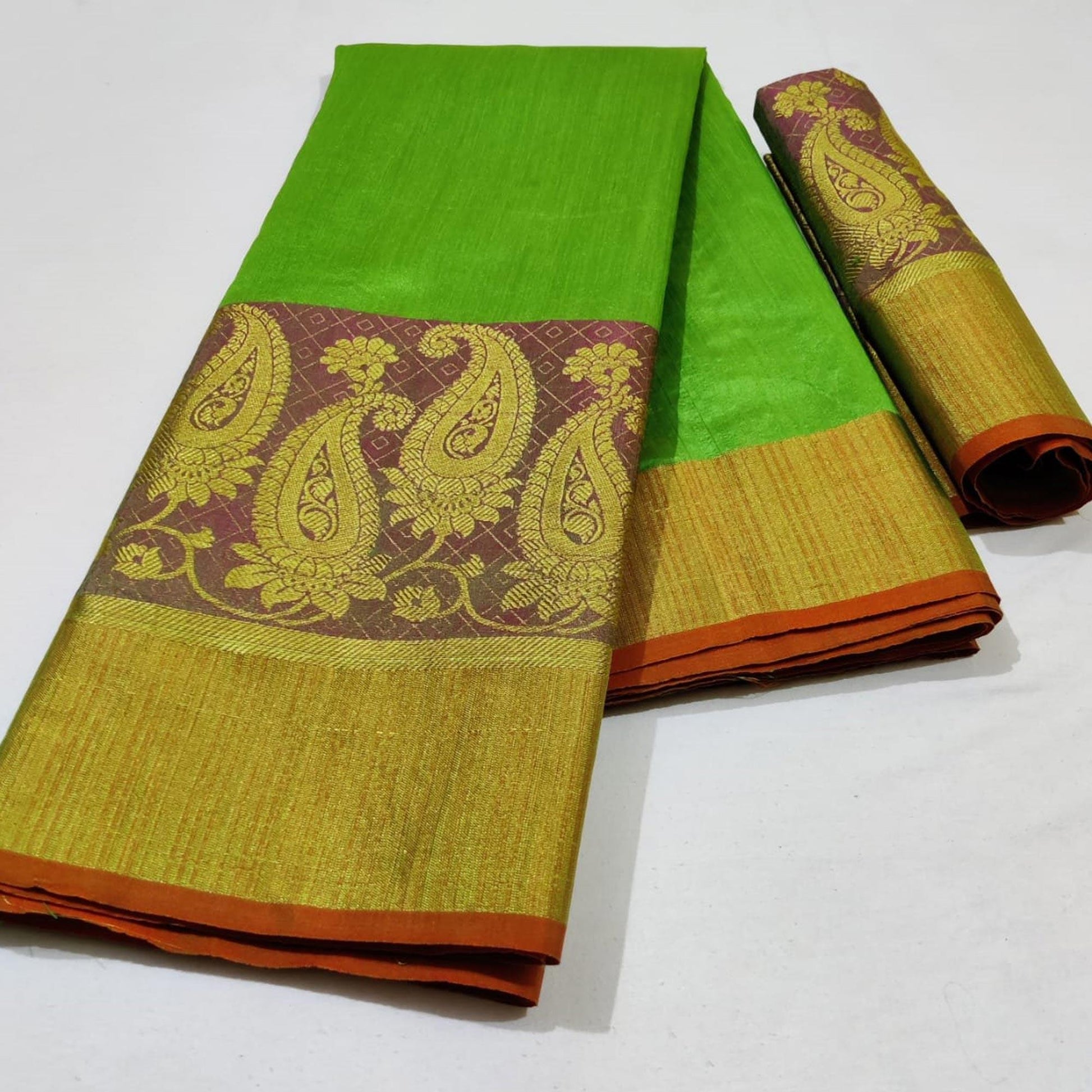 Breathtaking Green Colored Festive Wear Woven Silk Saree