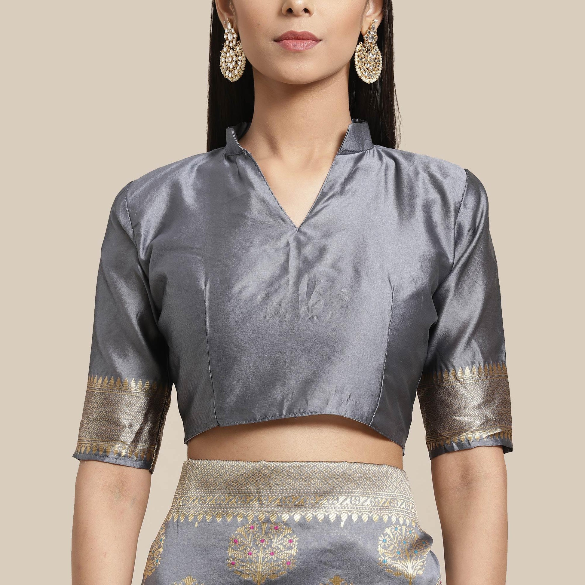 Breathtaking Grey Colored Festive Wear Woven Silk Blend Saree