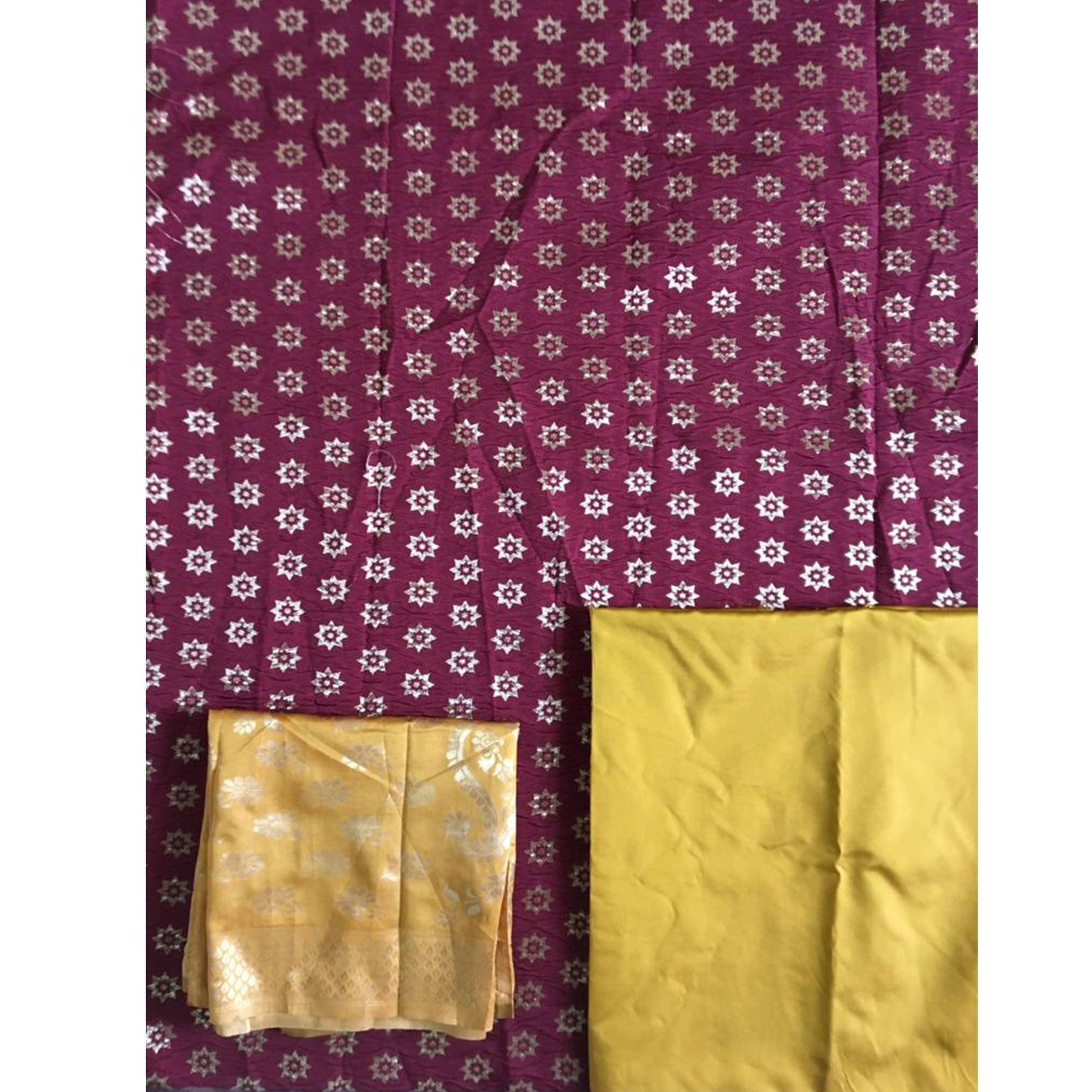 Breathtaking Maroon Colored Casual Wear Woven Banarasi Silk Dress Material