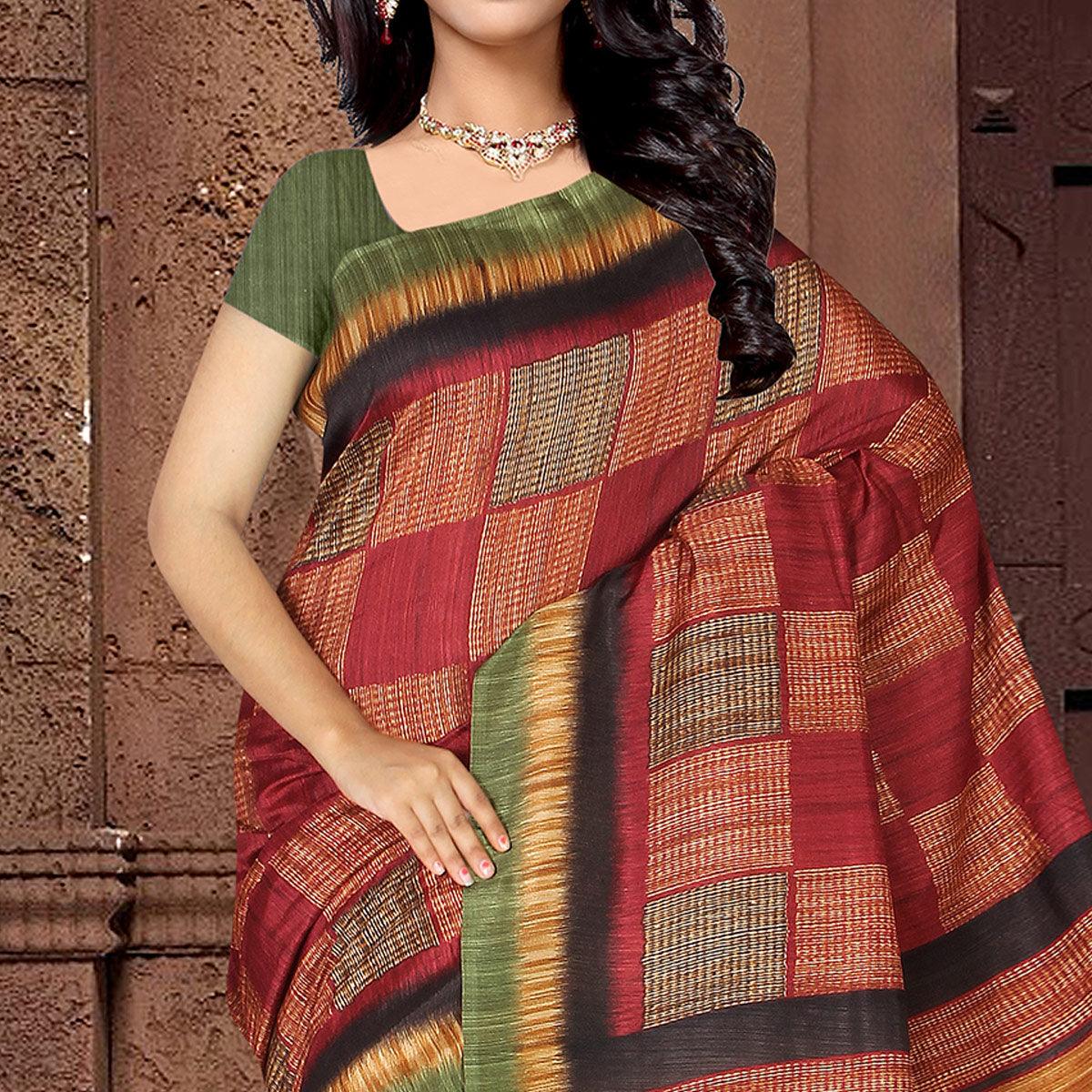 Breathtaking Multi Colored Casual Wear Printed Silk Saree
