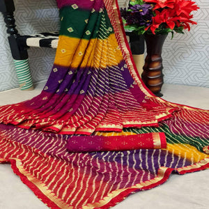 Breathtaking Multi Coloured Casual Wear Printed Moss Georgette Saree
