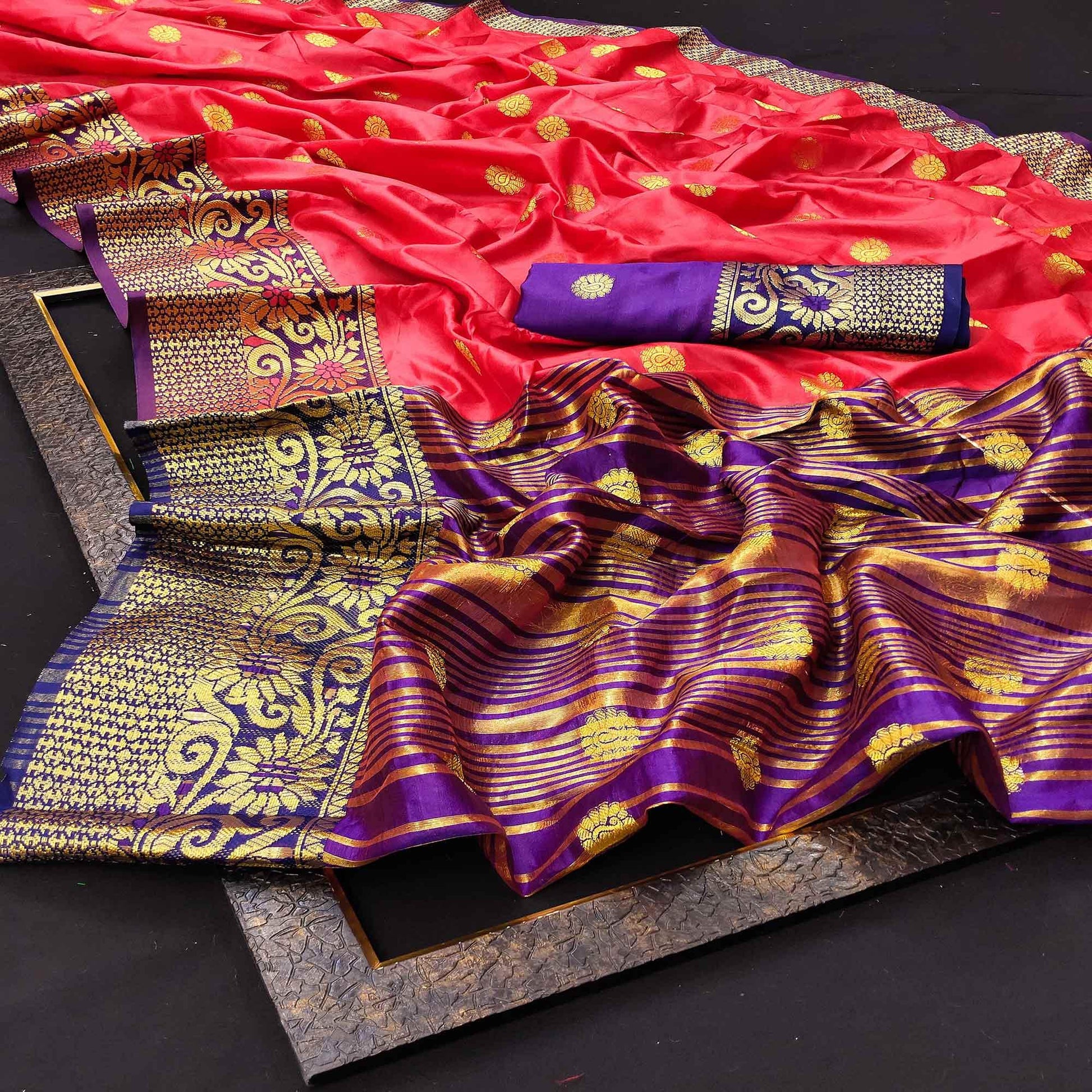 Breathtaking Peach Colored Festive Wear Woven Kanjivaram Silk Saree