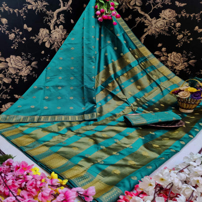 Breathtaking Rama Colored Festive Wear Woven Art Silk Saree