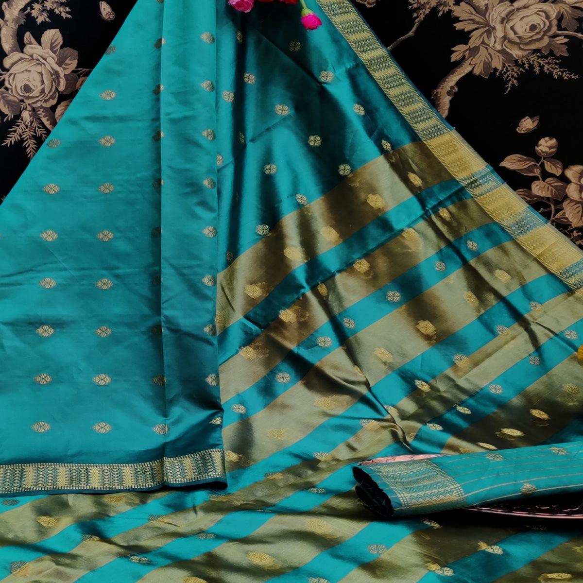 Breathtaking Rama Colored Festive Wear Woven Art Silk Saree