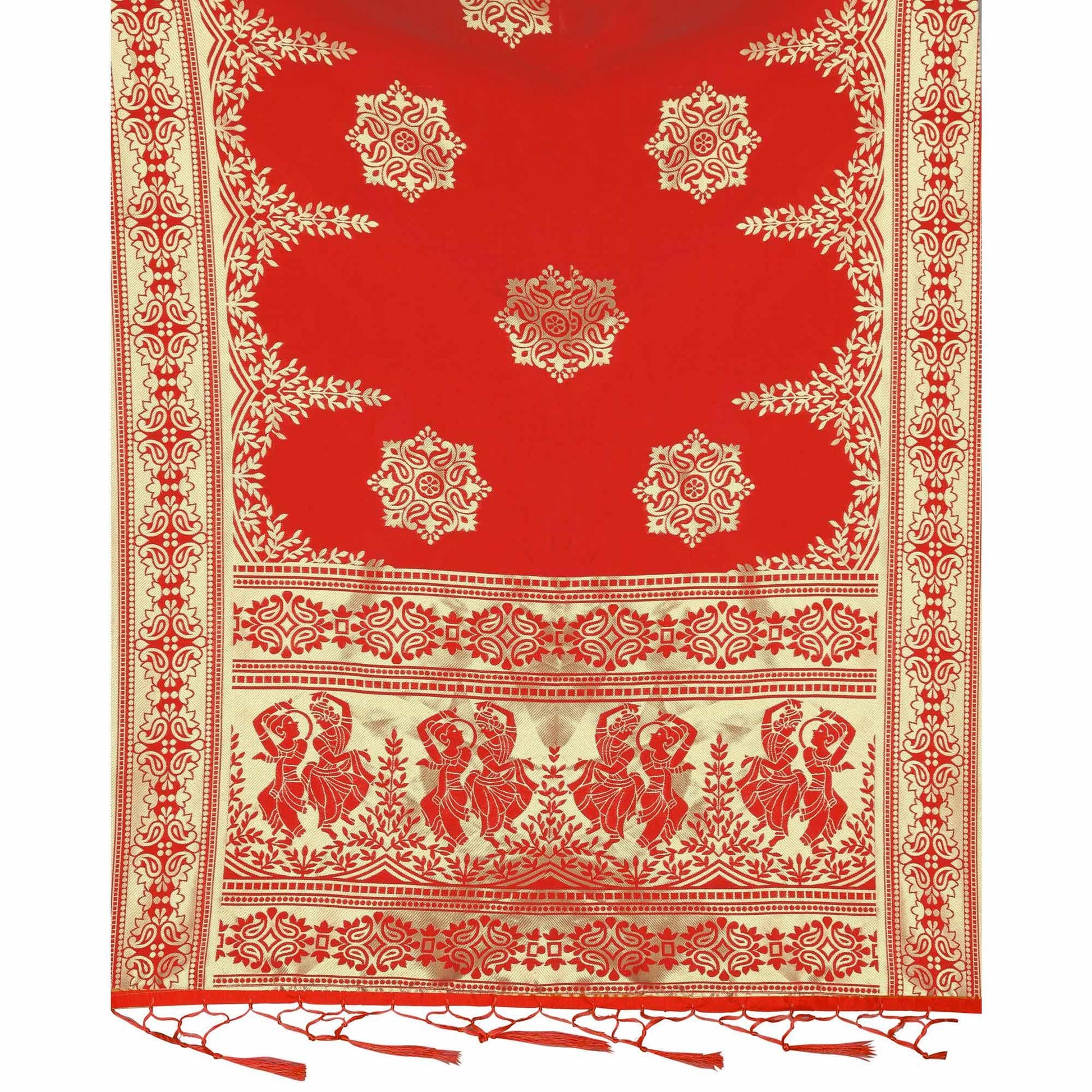 Breathtaking Red Colored Festive Wear Banarasi Silk Dupatta