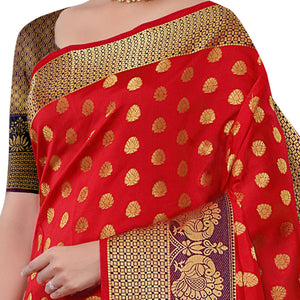 Breathtaking Red Colored Festive Wear Woven Kota Art Silk Banarasi Saree