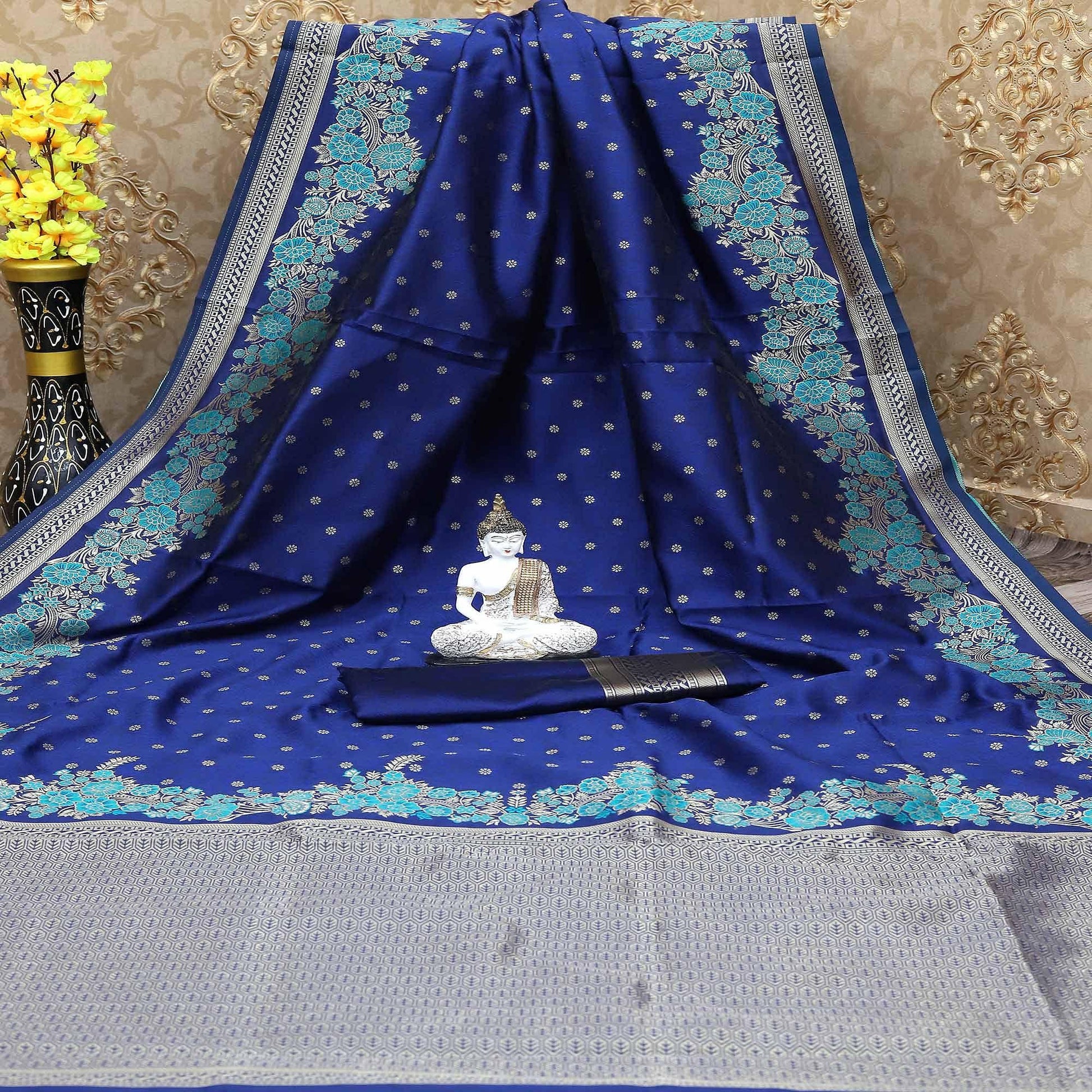 Breathtaking Royal Blue Colored Festive Wear Woven Banarasi Art Silk Saree