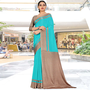Breathtaking Sky Blue Coloured Casual Wear Printed Crepe Saree