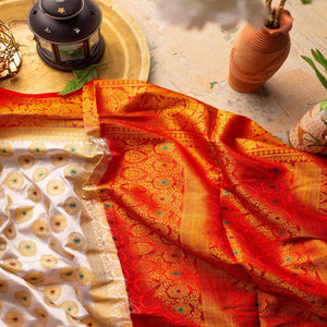Breathtaking White Colored Festive Wear Woven Art Silk Saree