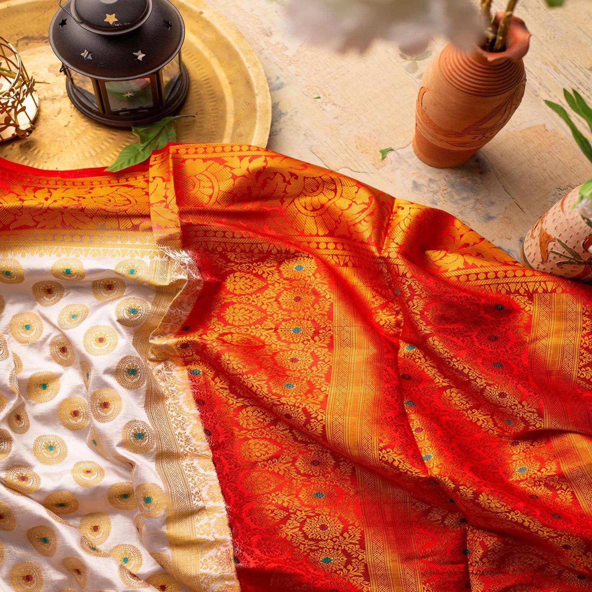 Breathtaking White Colored Festive Wear Woven Art Silk Saree