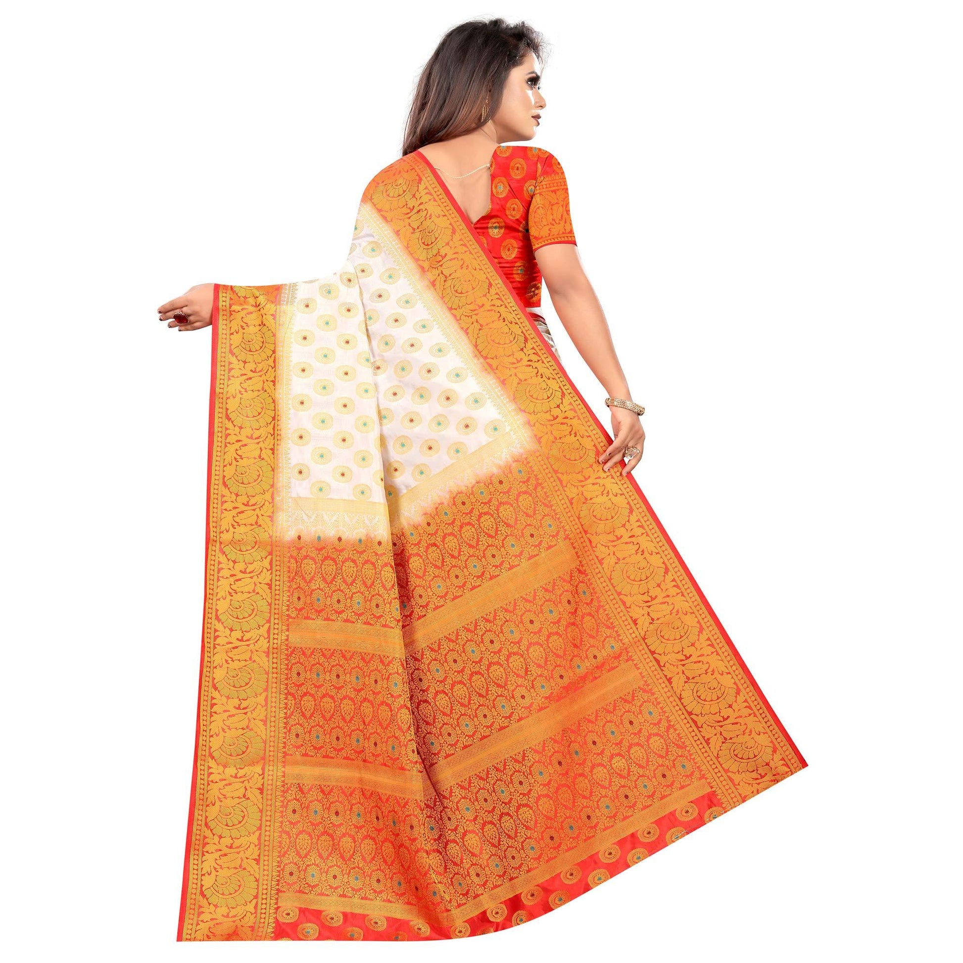 Breathtaking White Colored Festive Wear Woven Art Silk Saree