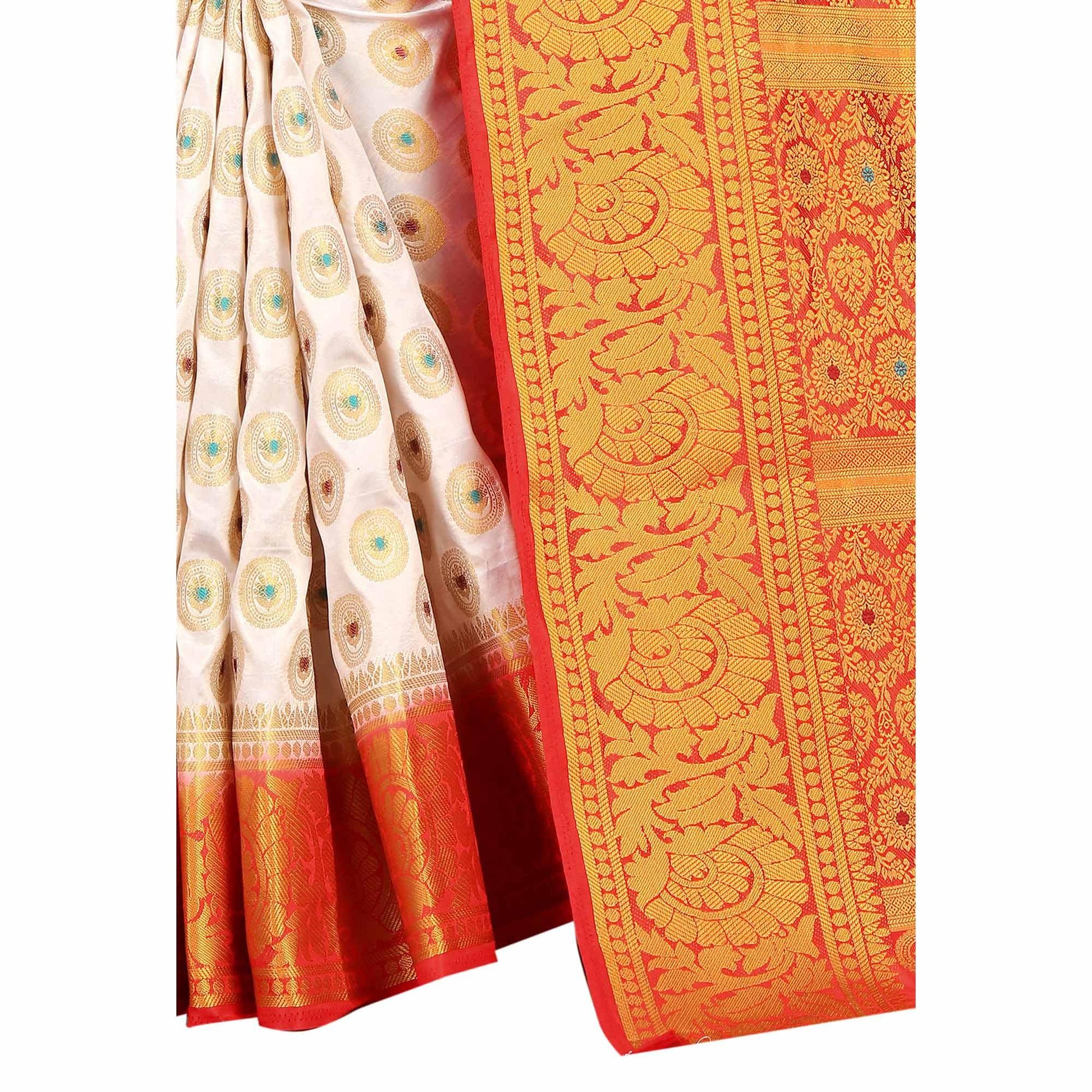 Breathtaking White Colored Festive Wear Woven Art Silk Saree