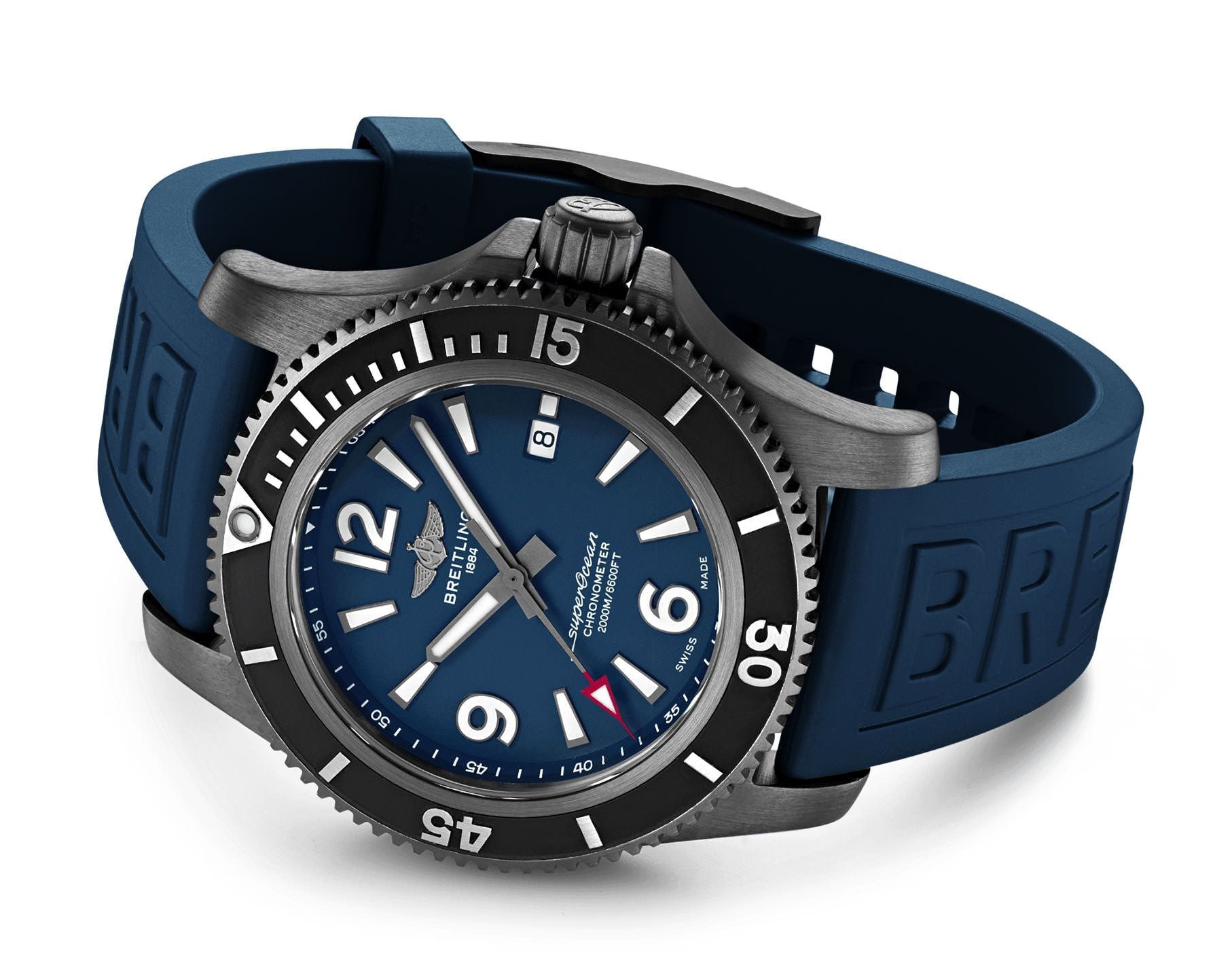 Breitling Superocean Automatic 46 Black Steel Blue Dial Men 46mm