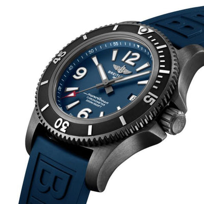Breitling Superocean Automatic 46 Black Steel Blue Dial Men 46mm