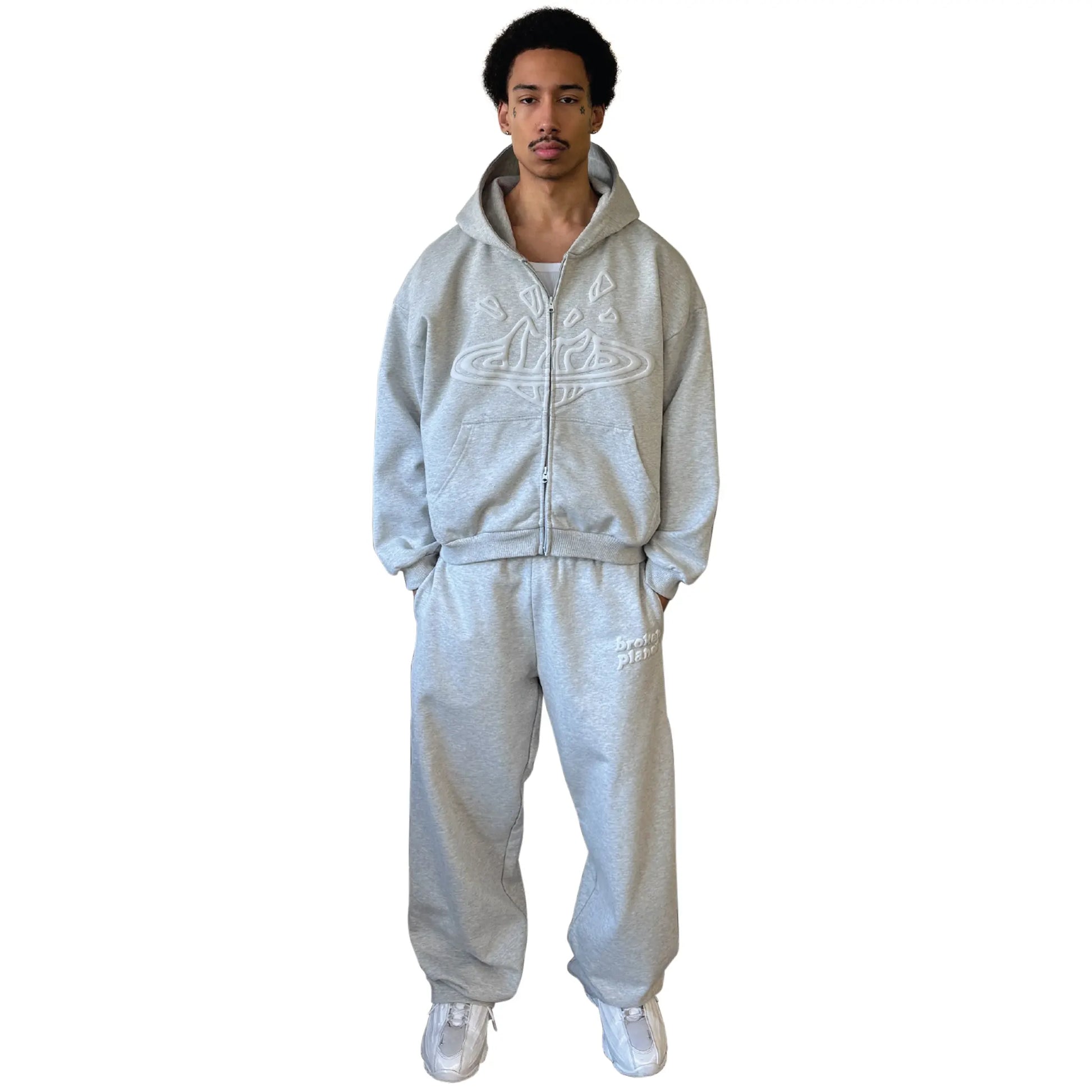 Broken Planet Ash Heather Grey Zip-Up Hoodie