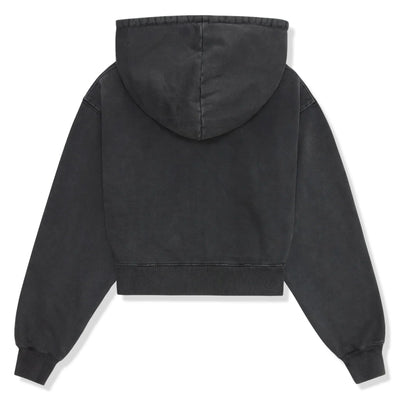 Broken Planet Basics Washed Soot Black Cropped Zip-Up Hoodie
