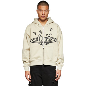 Broken Planet Outer Space Bone White Zip-Up Hoodie