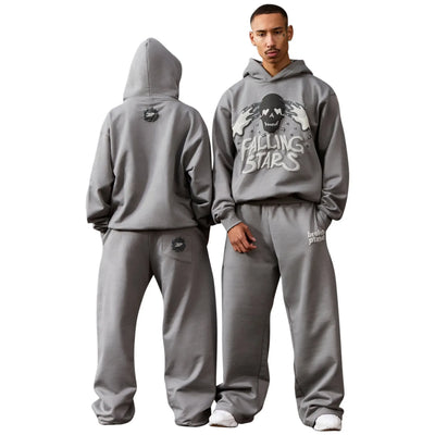 Broken Planet Falling Stars Dark Grey Hoodie