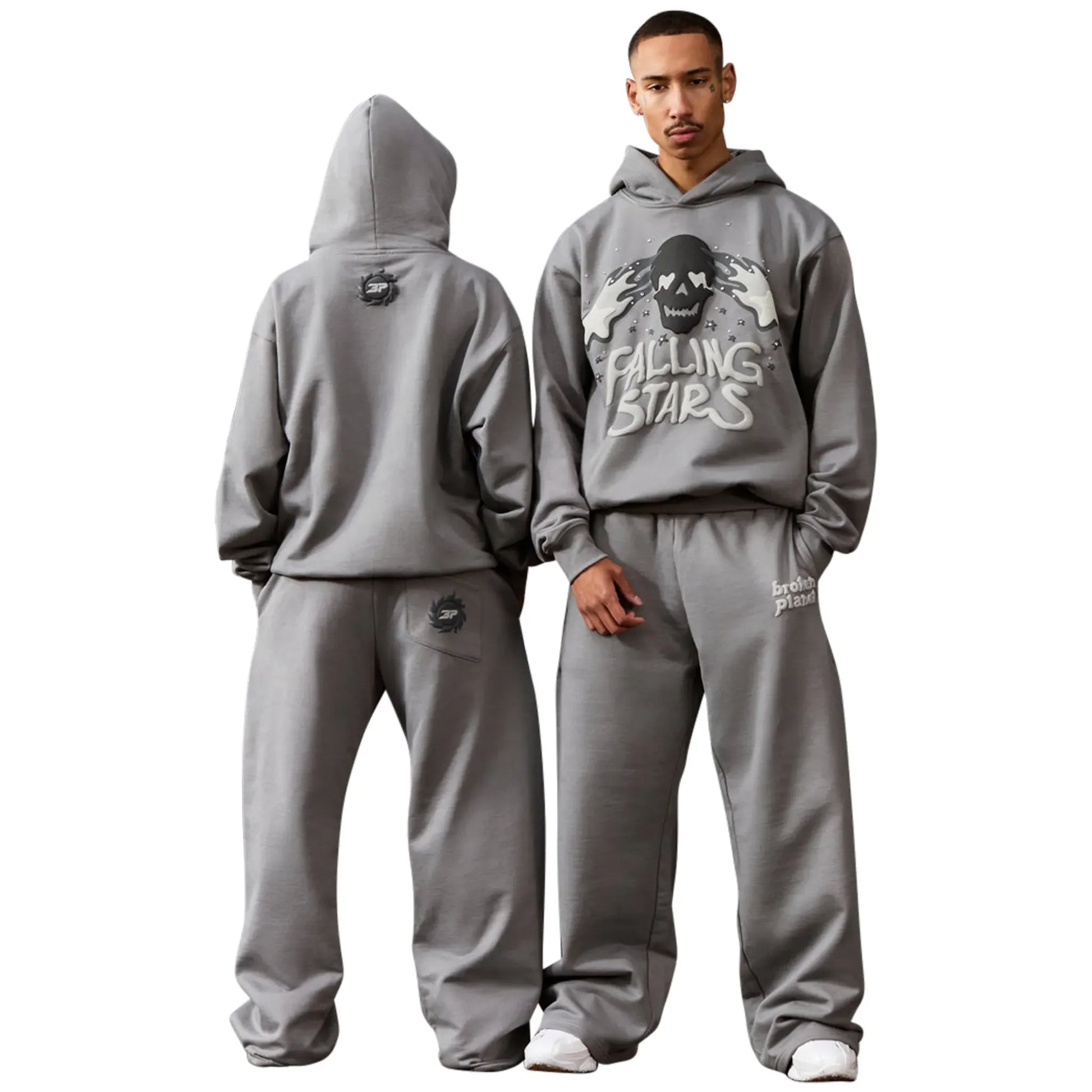 Broken Planet Falling Stars Dark Grey Hoodie
