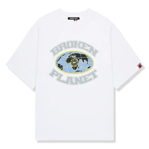 Broken Planet Grid Snow White T Shirt