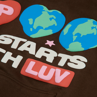 Broken Planet It Starts With Luv Mocha Brown Hoodie