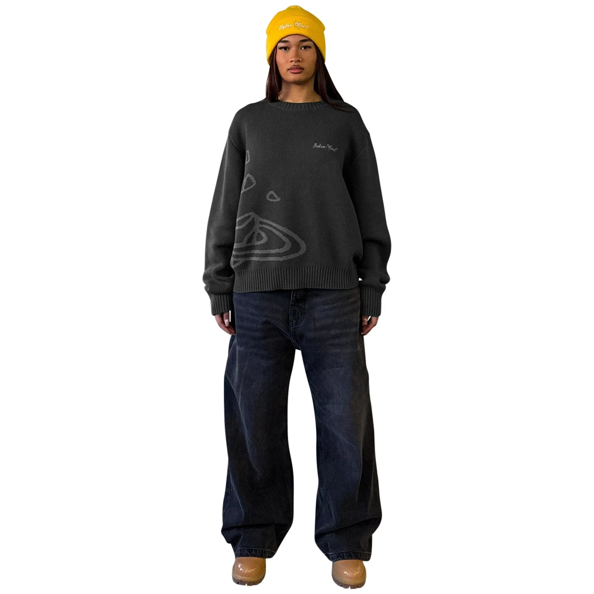 Broken Planet Midnight Black Planet Knit Sweatshirt