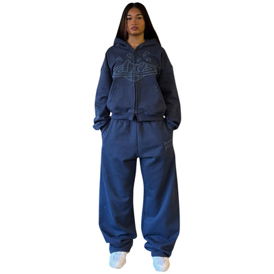 Broken Planet Zip-Up Deep Navy Hoodie
