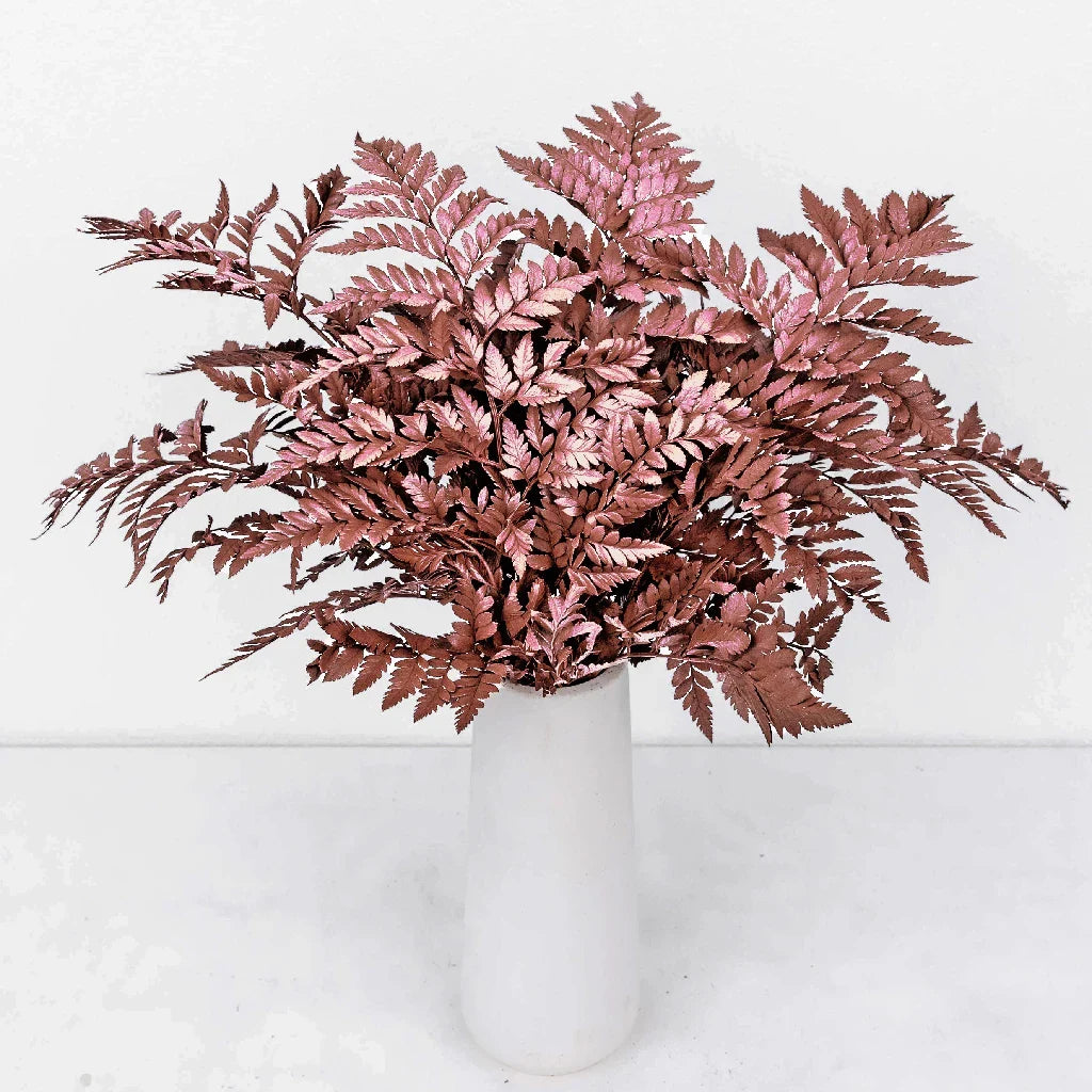 Bronzed Rose Gold Metallic Leather Leaf