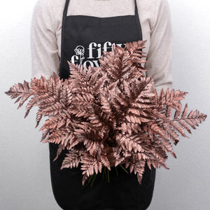 Bronzed Rose Gold Metallic Leather Leaf
