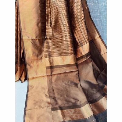 Brown & Golden Woven Banarasi Silk Saree