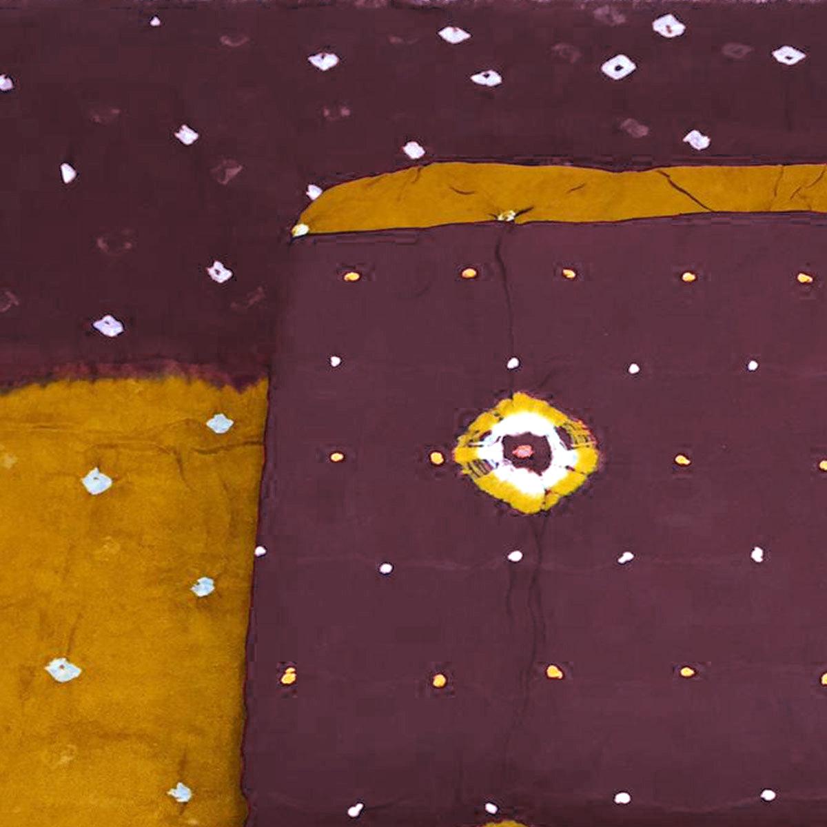 Brown Bandhani Printed Cotton Blend Dress Material