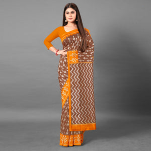 Brown Casual Wear Abstract Art Silk Saree
