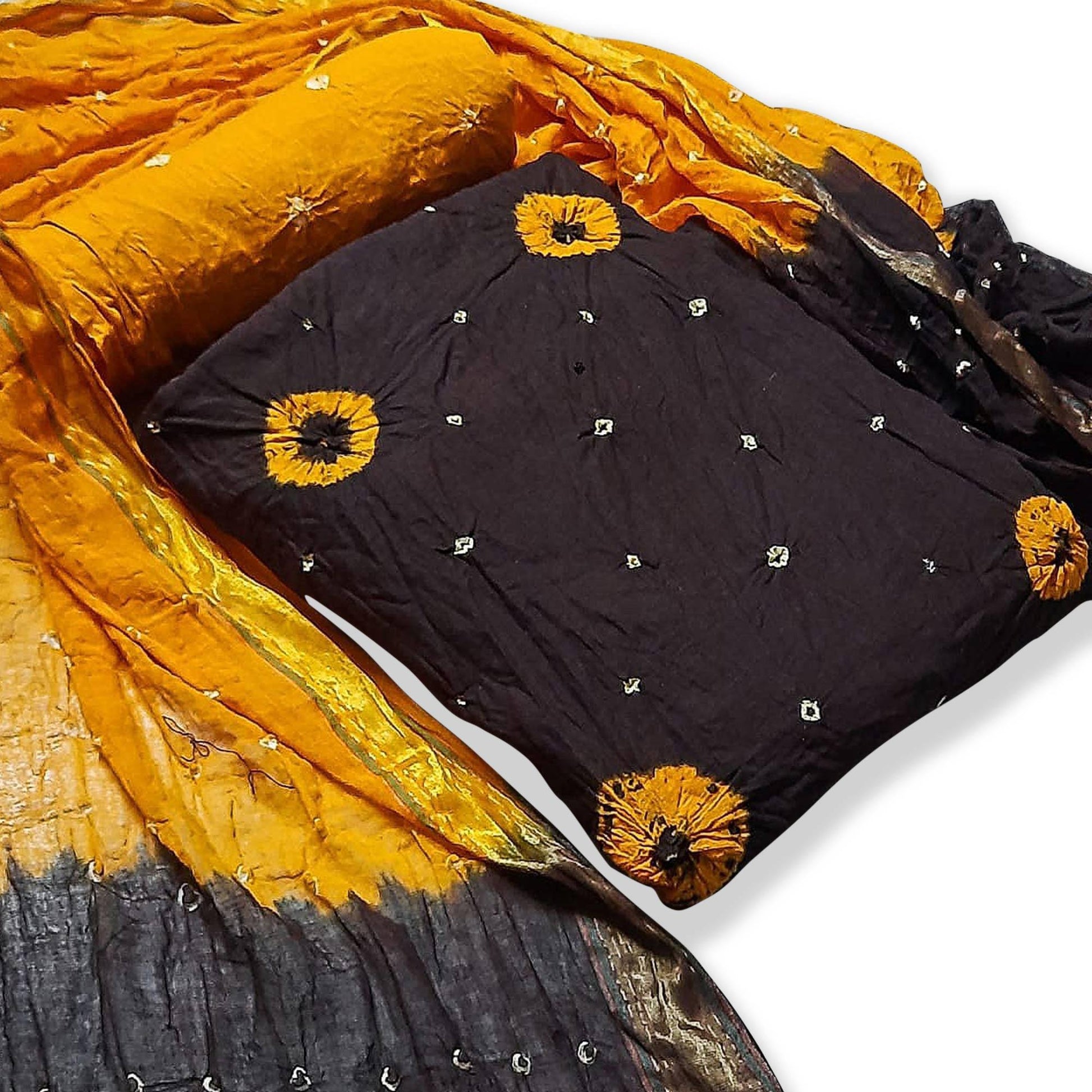 Brown Casual Wear Bandhej And Woven Pure Cotton Dress Material
