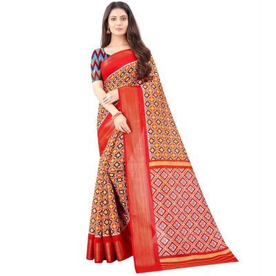 Brown Casual Wear Designer Hand Block Printed Cotton Linen Saree