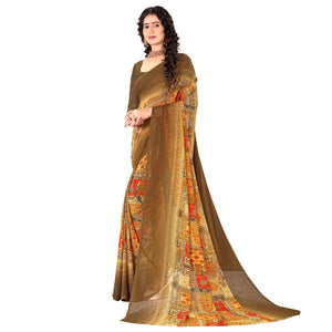 Brown Casual Wear Digital Printed Heavy Georgette Saree