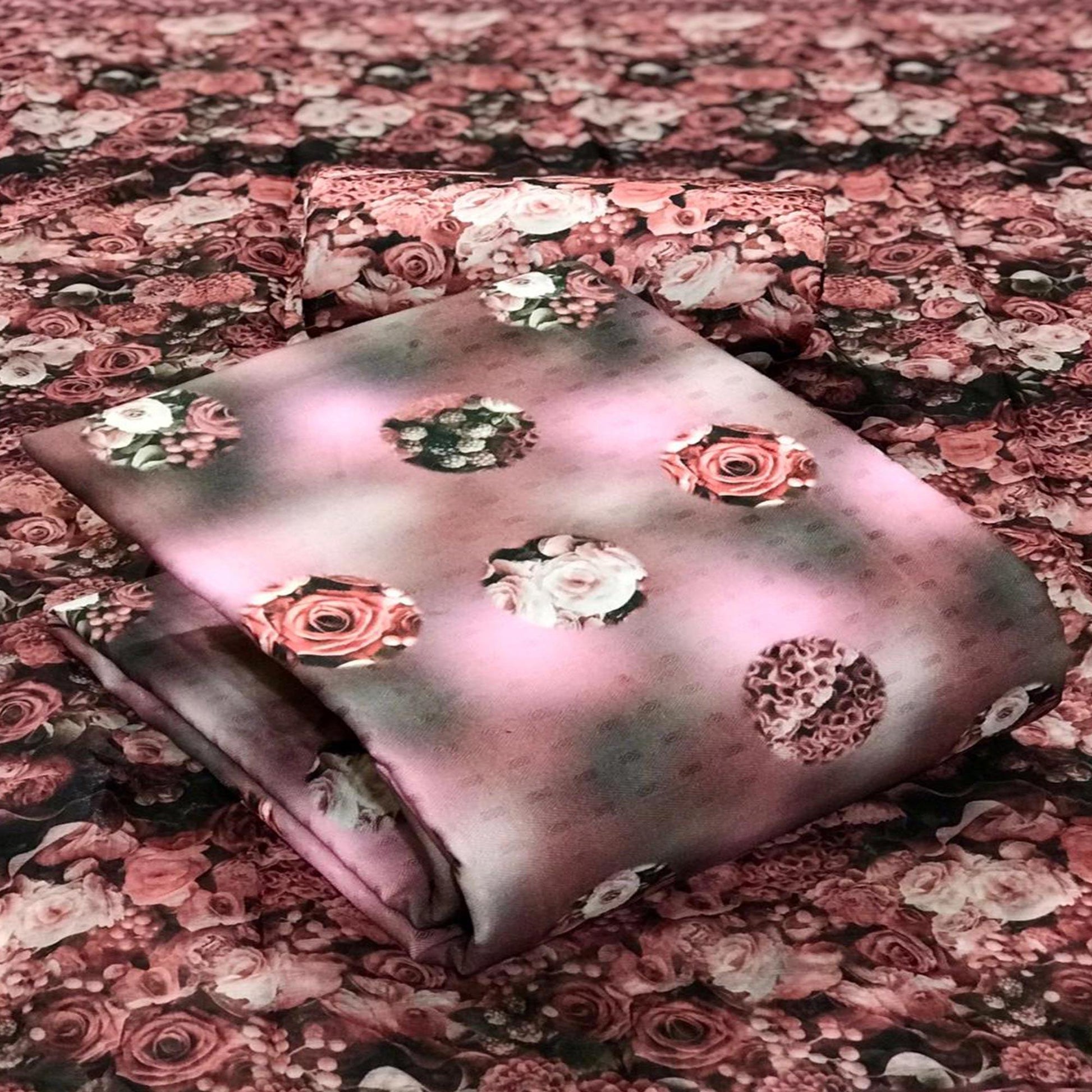 Brown Casual Wear Floral Printed Pashmina Dress Material
