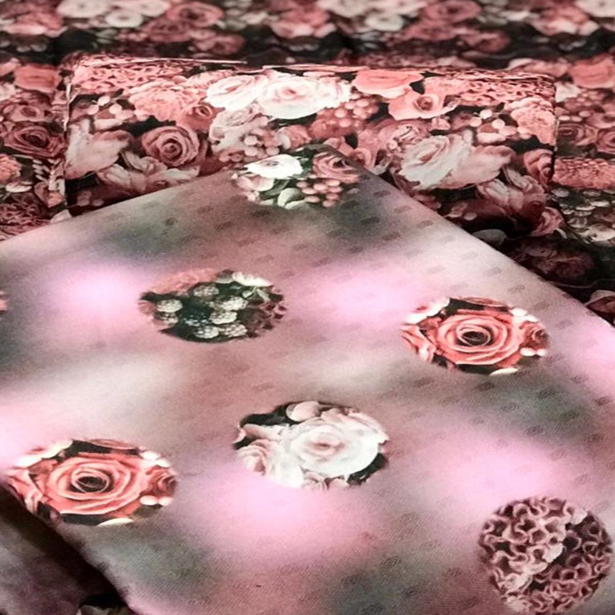 Brown Casual Wear Floral Printed Pashmina Dress Material