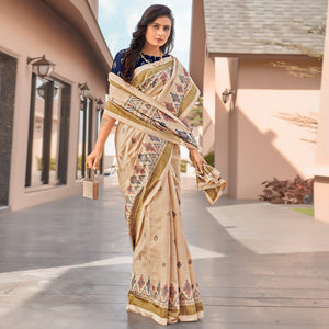 Brown Casual Wear Printed Bhagalpuri Sarees