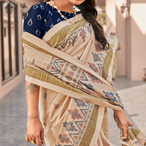 Brown Casual Wear Printed Bhagalpuri Sarees