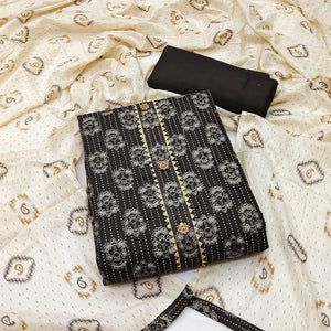 Brown Casual Wear Printed Cotton Dress Material