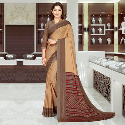 Brown Casual Wear Printed Crepe Saree