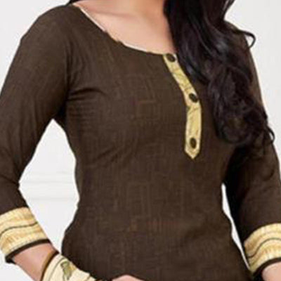 Brown Casual Wear Printed Leon Patiala Dress Material