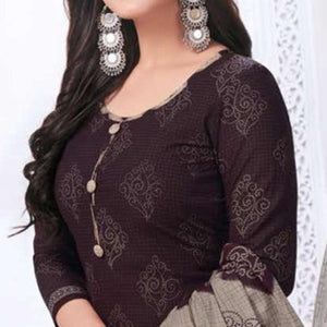 Brown Casual Wear Printed Leon Patiala Dress Material