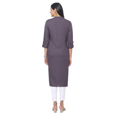 Brown Casual Wear Printed Rayon Kurti