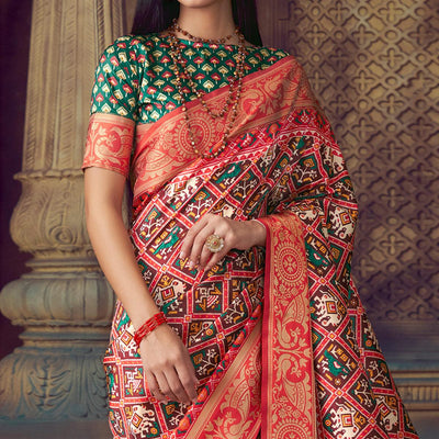 Brown Digital Printed Art Silk Saree With Tassels